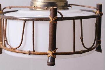 アンティーク照明　大正昭和初期　竹の意匠が趣ある吊り下げ照明(天井照明、ペンダントライト)(R-040080)