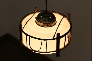 アンティーク照明　大正昭和初期　竹の意匠が趣ある吊り下げ照明(天井照明、ペンダントライト)(R-040080)