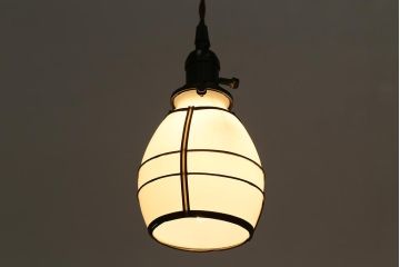 アンティーク照明　シンプルなラインが趣あるレトロな吊り下げ照明(天井照明、電笠、ペンダントライト)(R-040082)