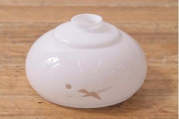 アンティーク照明　昭和レトロ　鶴の透かしが素敵な切子のペンダントライト(天井照明、吊り下げ照明、シェード)(R-040083)