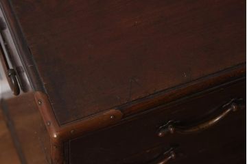 アンティーク家具　和製アンティーク　明治大正期　総ケヤキ材　玉杢　銅金具　赤みがかった色味がレトロな小箪笥(引き出し、小物収納)(R-040086)