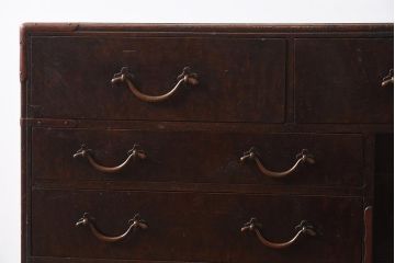 アンティーク家具　和製アンティーク　明治大正期　総ケヤキ材　玉杢　銅金具　赤みがかった色味がレトロな小箪笥(引き出し、小物収納)(R-040086)