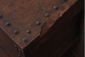 アンティーク雑貨　古民具・骨董　明治期　ケヤキ材　古い趣を感じる銭箱(銭函)(R-040087)