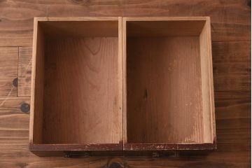 アンティーク雑貨　引き出し付き　小物収納におすすめな木製のおかもち(岡持ち)(R-040089)