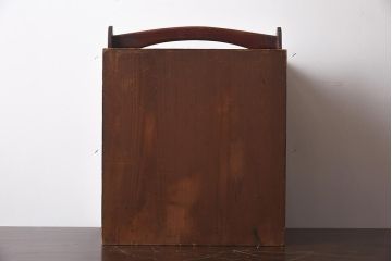 アンティーク雑貨　引き出し付き　小物収納におすすめな木製のおかもち(岡持ち)(R-040089)