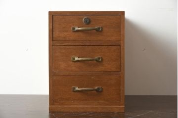 レトロ家具　昭和レトロ　昭和中期　素朴な風合いがレトロな小引き出し(小物収納、卓上収納)(R-040092)