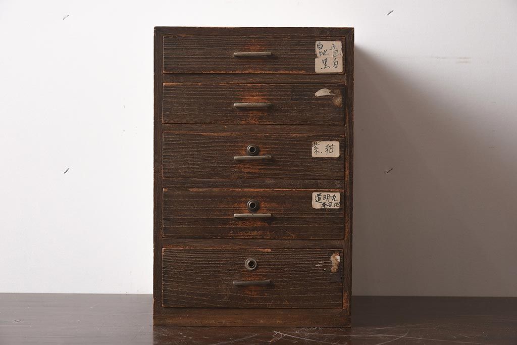 アンティーク家具　和製アンティーク　昭和初期　味のある桐材製の小引き出し(卓上収納、小物収納)(R-040095)