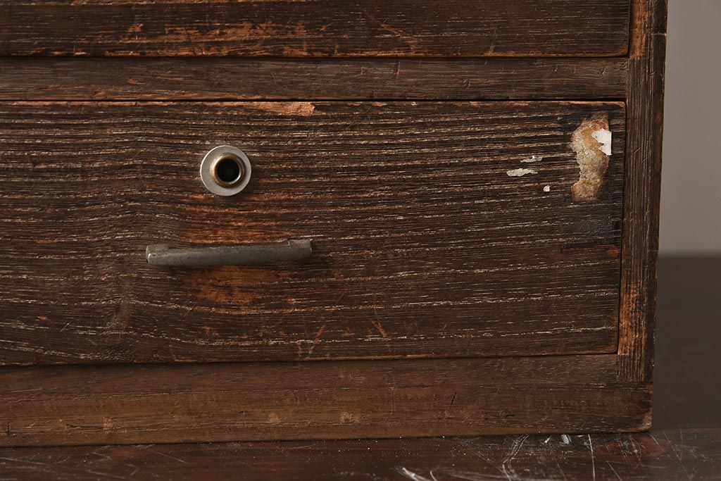 アンティーク家具　和製アンティーク　昭和初期　味のある桐材製の小引き出し(卓上収納、小物収納)(R-040095)