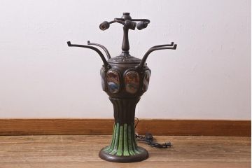中古　レプリカ　アンティーク風　ティファニー風　ドラゴンフライ　ステンドグラスのスタンドライト(フロアスタンド、照明)(R-040097)