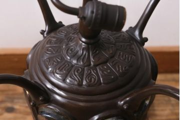 中古　レプリカ　アンティーク風　ティファニー風　ドラゴンフライ　ステンドグラスのスタンドライト(フロアスタンド、照明)(R-040097)