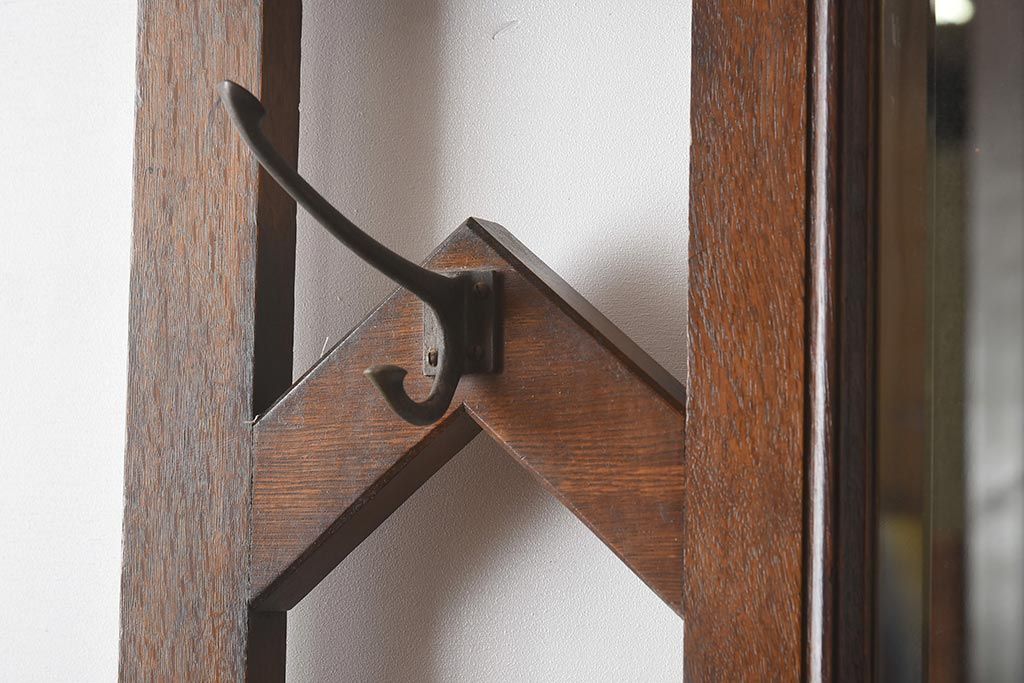 アンティーク家具　ナラ材　大正ロマンにぴったりなクラシカルな意匠のホールスタンド(傘立て、コート掛け、帽子掛け)(R-040098)