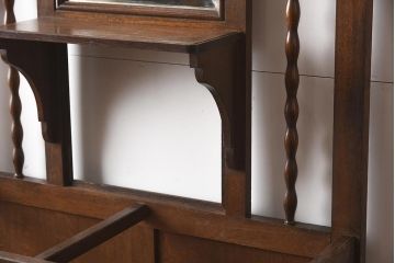 アンティーク家具　ナラ材　大正ロマンにぴったりなクラシカルな意匠のホールスタンド(傘立て、コート掛け、帽子掛け)(R-040098)
