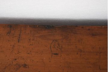 アンティーク家具　引き出し付き　ガラスの模様がおしゃれな小型の収納棚(戸棚、キャビネット)(R-040100)