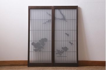 ラフジュ工房オリジナル　古建具リメイク　組子　和の風情漂う組子が魅力の収納棚(書院戸、戸棚、キャビネット)(R-040106)