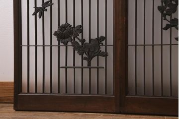 ラフジュ工房オリジナル　古建具リメイク　組子　和の風情漂う組子が魅力の収納棚(書院戸、戸棚、キャビネット)(R-040106)