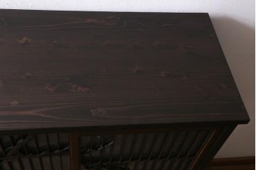 ラフジュ工房オリジナル　古建具リメイク　組子　和の風情漂う組子が魅力の収納棚(書院戸、戸棚、キャビネット)(R-040106)
