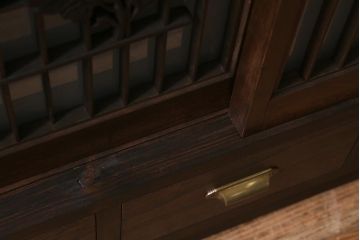 ラフジュ工房オリジナル　古建具リメイク　組子　和の風情漂う組子が魅力の収納棚(書院戸、戸棚、キャビネット)(R-040106)