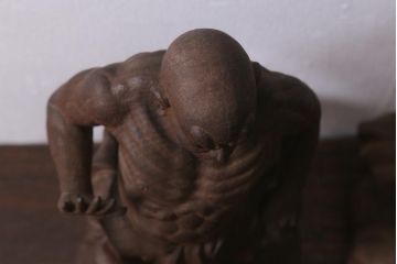 木彫り　二代光峰　石原照治作　仁王像(阿吽像)(R-040110)