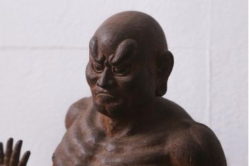 木彫り　二代光峰　石原照治作　仁王像(阿吽像)(R-040110)
