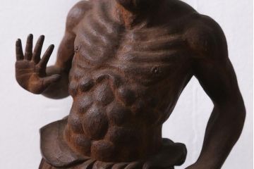 木彫り　二代光峰　石原照治作　仁王像(阿吽像)(R-040110)
