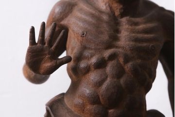 木彫り　二代光峰　石原照治作　仁王像(阿吽像)(R-040110)