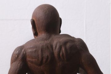 木彫り　二代光峰　石原照治作　仁王像(阿吽像)(R-040110)