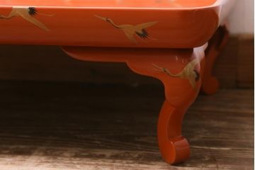 アンティーク雑貨　明治大正　輪島塗　千羽鶴蒔絵膳(木製お膳、香盆)(R-040111)