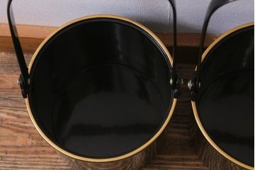 アンティーク雑貨　明治大正　輪島塗　黒塗汁桶(木製漆器)(R-040112)