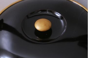 アンティーク雑貨　明治大正　輪島塗　黒塗汁桶(木製漆器)(R-040112)
