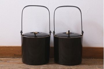 アンティーク雑貨　明治大正　輪島塗　黒塗汁桶(木製漆器)(R-040112)