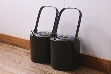 アンティーク雑貨　明治大正　輪島塗　黒塗汁桶(木製漆器)(R-040112)