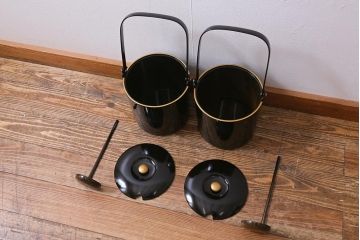 アンティーク雑貨　明治大正　輪島塗　黒塗汁桶(木製漆器)(R-040112)