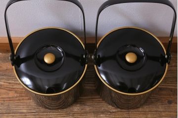 アンティーク雑貨　明治大正　輪島塗　黒塗汁桶(木製漆器)(R-040112)