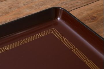 レトロ雑貨　輪島塗　柴丹塗会席膳10客(木製紫檀漆器)(R-040113)