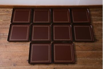 レトロ雑貨　輪島塗　柴丹塗会席膳10客(木製紫檀漆器)(R-040113)