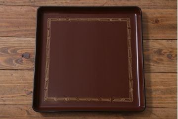 レトロ雑貨　輪島塗　柴丹塗会席膳10客(木製紫檀漆器)(R-040113)