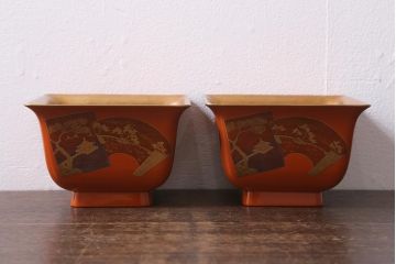 アンティーク雑貨　明治大正　輪島塗蒔絵杯洗(木製漆器深鉢)(R-040114)
