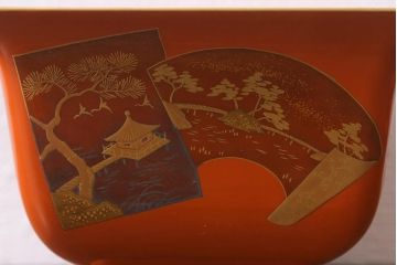 アンティーク雑貨　明治大正　輪島塗蒔絵杯洗(木製漆器深鉢)(R-040114)