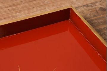 アンティーク雑貨　輪島塗　松竹梅の沈金蒔絵盆3枚セット(木製漆器)(R-040115)