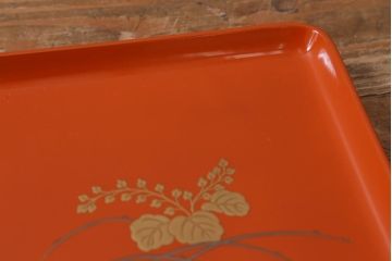 アンティーク雑貨　古民具・骨董　明治〜大正期　輪島塗木製蒔絵膳5枚セット(漆器、お盆)(R-040116)