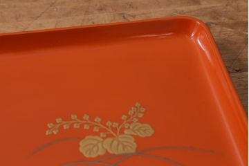アンティーク雑貨　古民具・骨董　明治〜大正期　輪島塗木製蒔絵膳5枚セット(漆器、お盆)(R-040117)