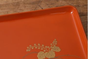 アンティーク雑貨　古民具・骨董　明治〜大正期　輪島塗木製蒔絵膳5枚セット(漆器、お盆)(R-040119)