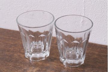 アンティーク雑貨　古民具・骨董　昭和初期　剣先コップ2点セット(和ガラス)(R-040121)