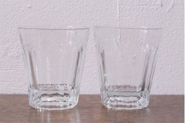 アンティーク雑貨　古民具・骨董　昭和初期　剣先コップ2点セット(和ガラス)(R-040121)
