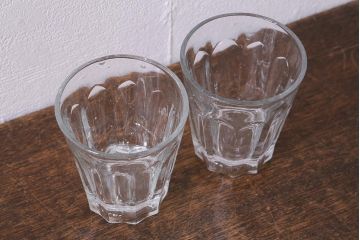 アンティーク雑貨　古民具・骨董　昭和初期　剣先コップ2点セット(和ガラス)(R-040121)