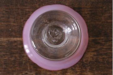 アンティーク雑貨　レトロ雑貨　大正期　ピンク縁　氷コップ(和ガラス、吹きガラス)(R-040122)