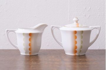 アンティーク雑貨　昭和初期　名古屋製陶会社　ティーポット、シュガーポット、クリーマー3点セット(R-040124)