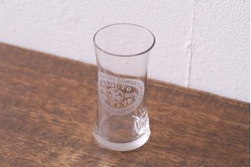 アンティーク雑貨　戦前　カブトビール　鼓型グラス(和ガラス、コップ)(R-040125)