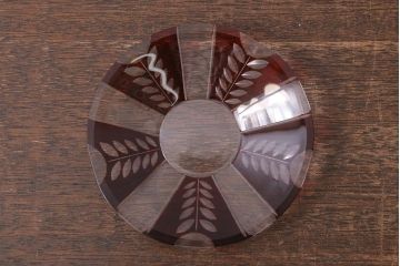 アンティーク雑貨　国産　切子ガラス　カップ&ソーサー　2客セット(R-040127)