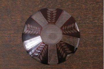 アンティーク雑貨　国産　切子ガラス　カップ&ソーサー　2客セット(R-040127)